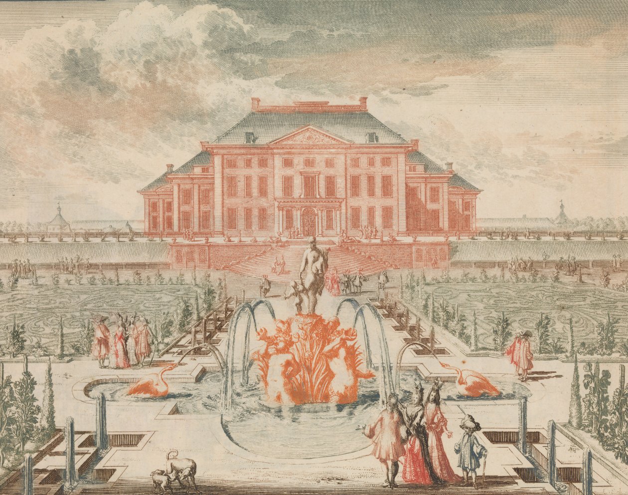 A Konings Huis van de Tuin-zyde, a Vénusz szökőkútjával, in: Tooneel Der Voornameste N..., n.d.. alkotó: Lorenz Scherm