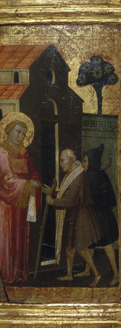 Szent Lőrinc alamizsnát oszt a szegényeknek alkotó: Lorenzo di Niccolò