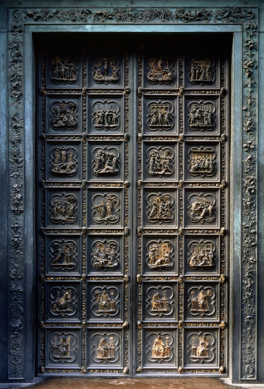 A San Giovanni keresztelőkápolna északi ajtói, 1403-24 (bronz) alkotó: Lorenzo Ghiberti