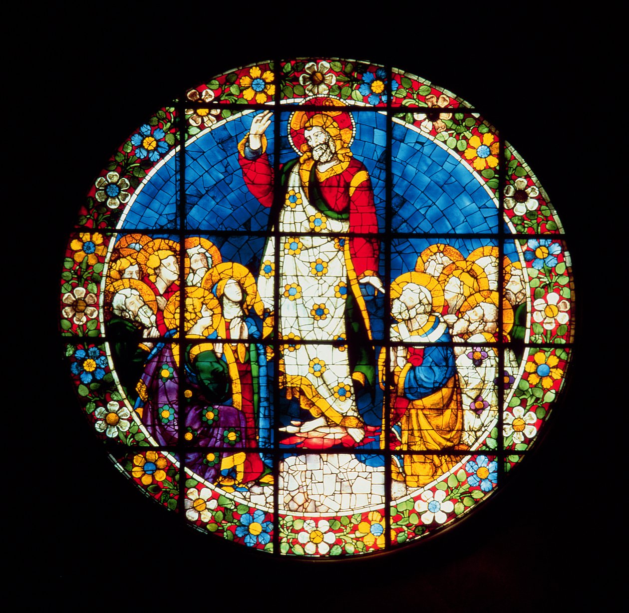 Krisztus mennybemenetelét ábrázoló Oculus, 1443-5 (ólomüveg) alkotó: Lorenzo Ghiberti