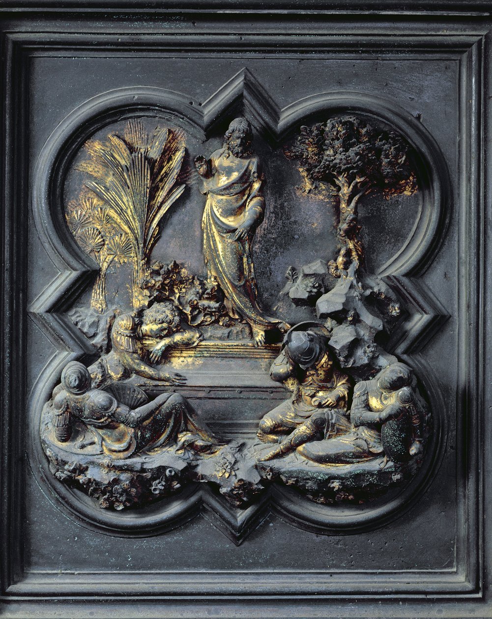 Krisztus feltámadása, a San Giovanni Keresztelőkápolna északi ajtóinak tizenkilencedik panelje, 1403-24 (bronz) alkotó: Lorenzo Ghiberti