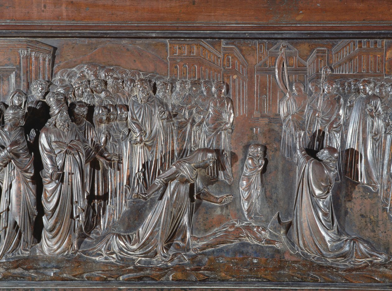 Szent Zenobius kegyhely, a halott gyermek feltámasztása, 1432-42 körüli bronz részlet 97641 alkotó: Lorenzo Ghiberti