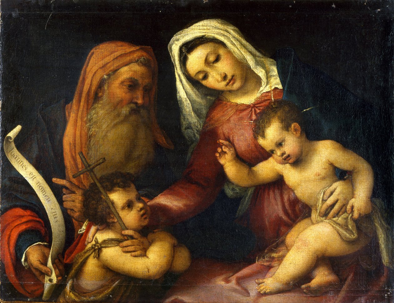 Szűz és gyermek a szentek Zakariással és Keresztelő Jánossal alkotó: Lorenzo Lotto