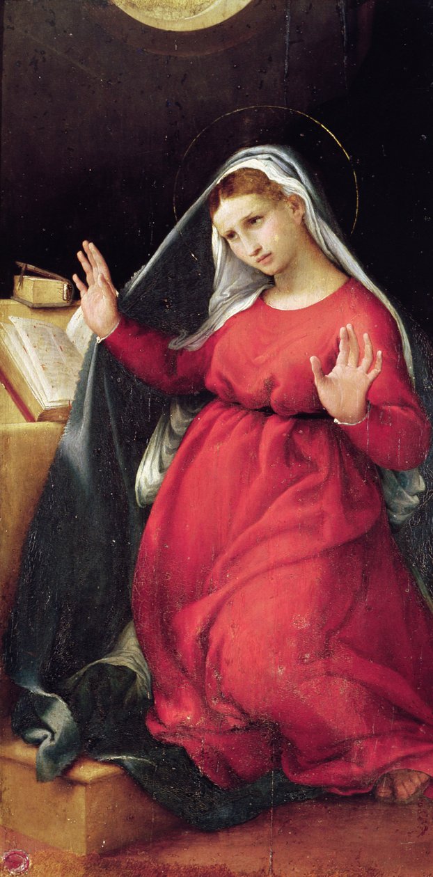 A Szűz, jobb oldali tábla az Angyali üdvözletből (lásd még: 228515) alkotó: Lorenzo Lotto