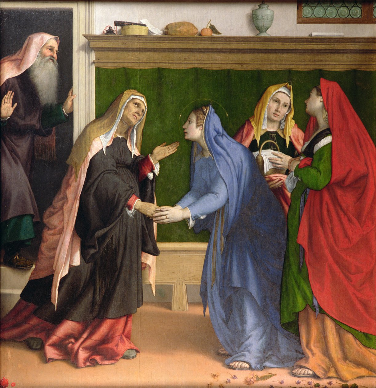 The Visitation, 1530-35 körüli részlet a 81262-ből alkotó: Lorenzo Lotto