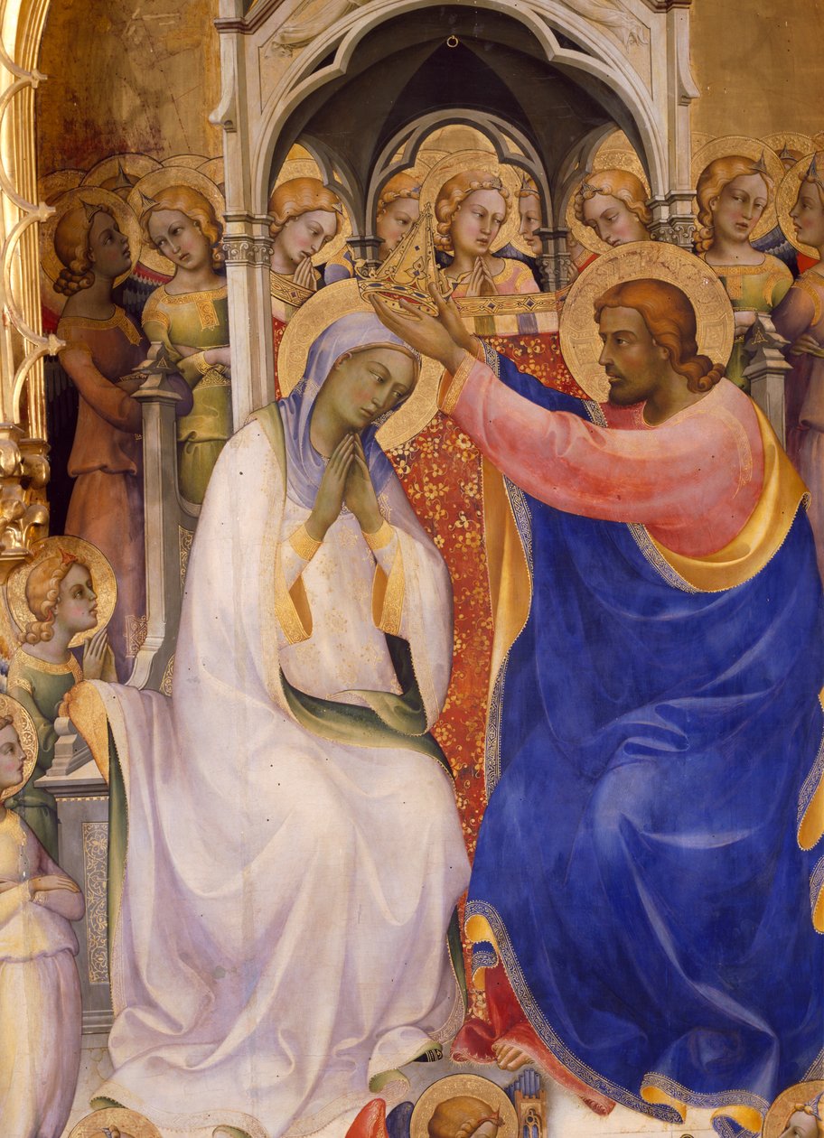 A Szűz megkoronázása, 1414-ben, Krisztus megkoronázó részlete (tempera a panelen) alkotó: Lorenzo Monaco