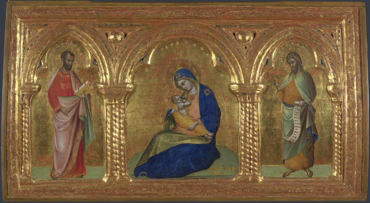 Az alázat Madonnája Szent Márkkal és Jánossal alkotó: Lorenzo Veneziano