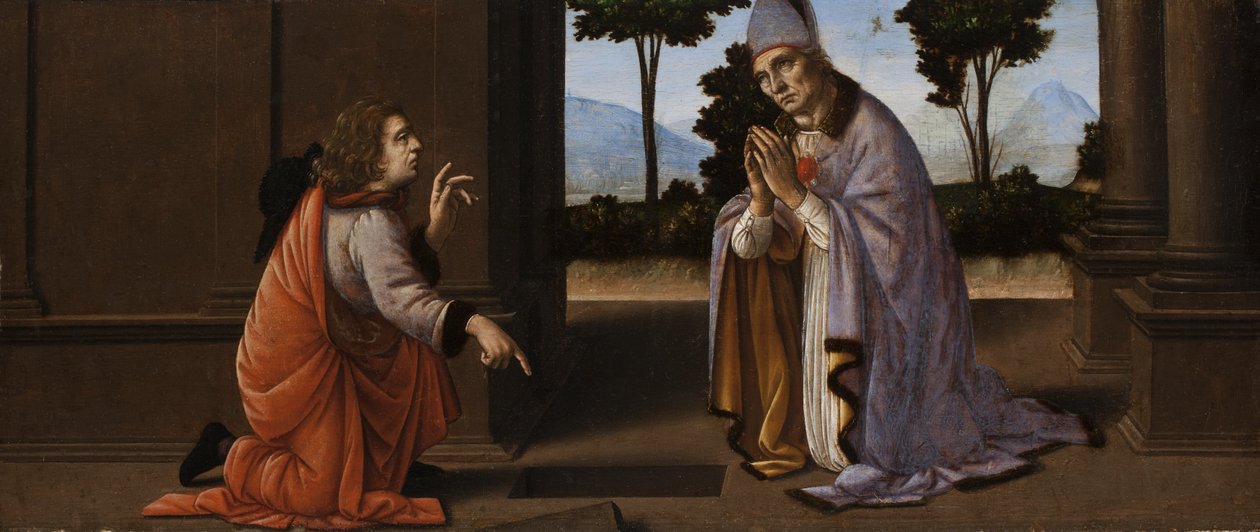 Arezzói Szent Donát csodája, 1479-85 körül (tempera a panelen) alkotó: Lorenzo di Credi