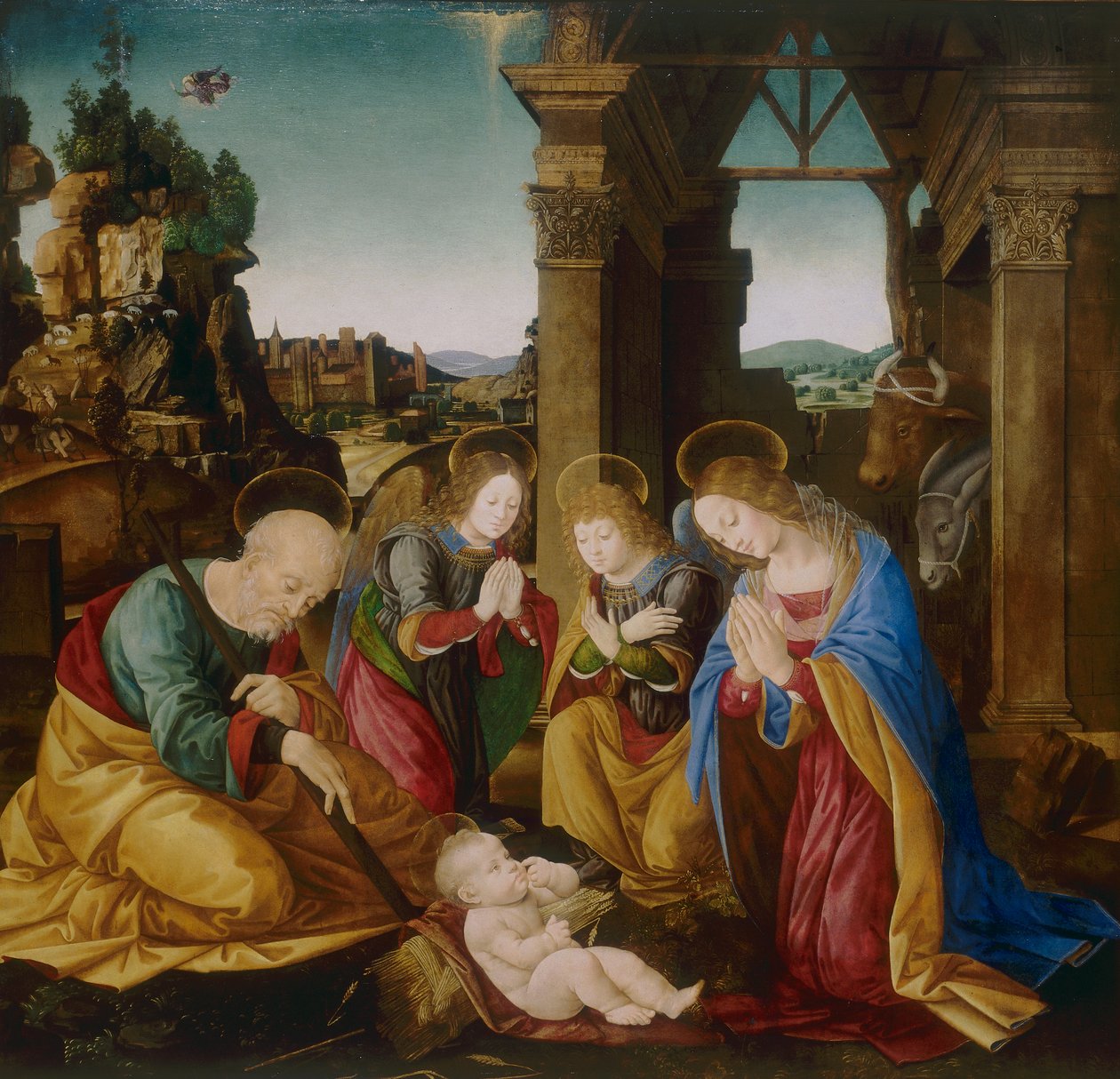 A Gyermek imádása alkotó: Lorenzo di school of Credi