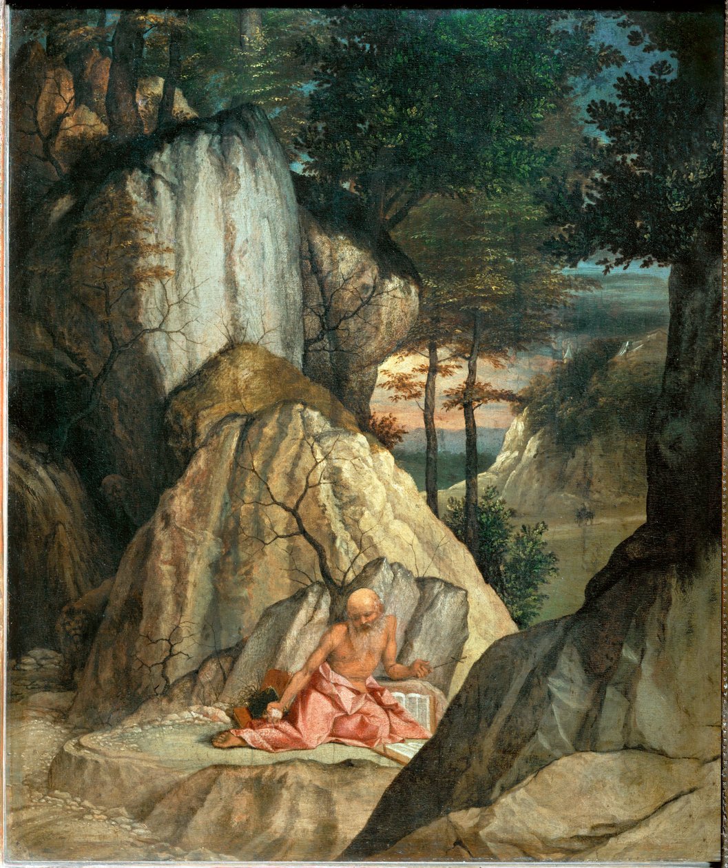Saint Jerome meditant dans le desert - Szent Jeromos elmélkedik a sivatagban ... alkotó: Lorenzo (workshop of) Lotto