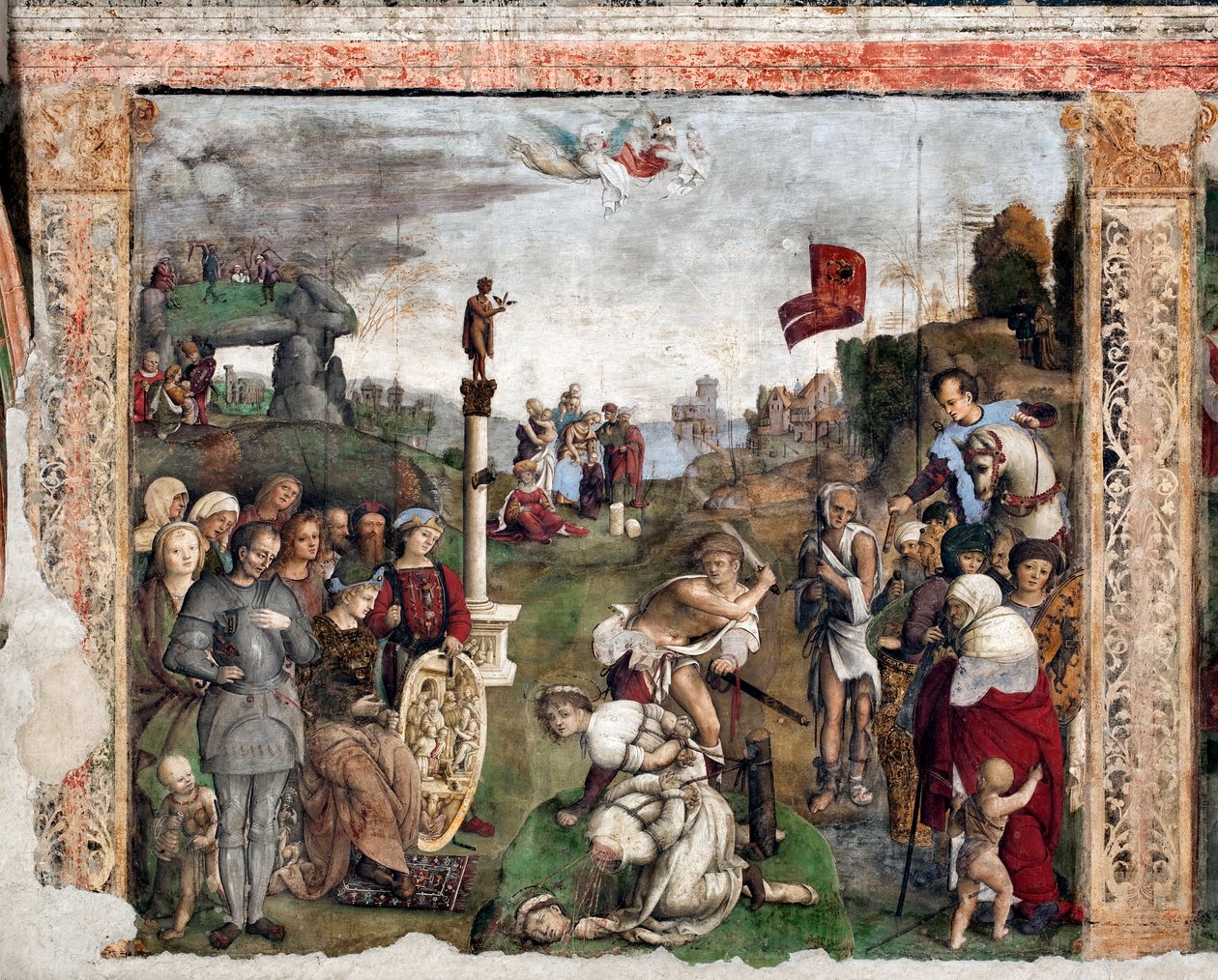 Szent Cecile élete: Szent Valerian és Tiburtius mártíromsága (freskó alkotó: Lorenzo Costa