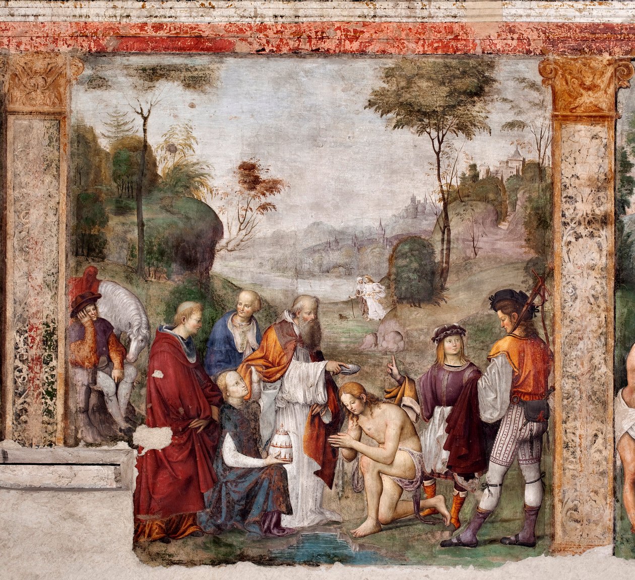 Szent Cecile élete: I. Urbanus által megkeresztelt Szent Valerianus (freskó alkotó: Lorenzo Costa