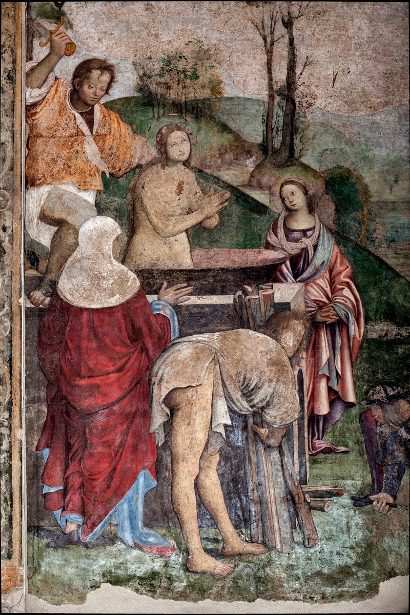 Szent Cecília élete: Szent Cecília mártíromsága, részlet (freskó alkotó: Lorenzo Costa