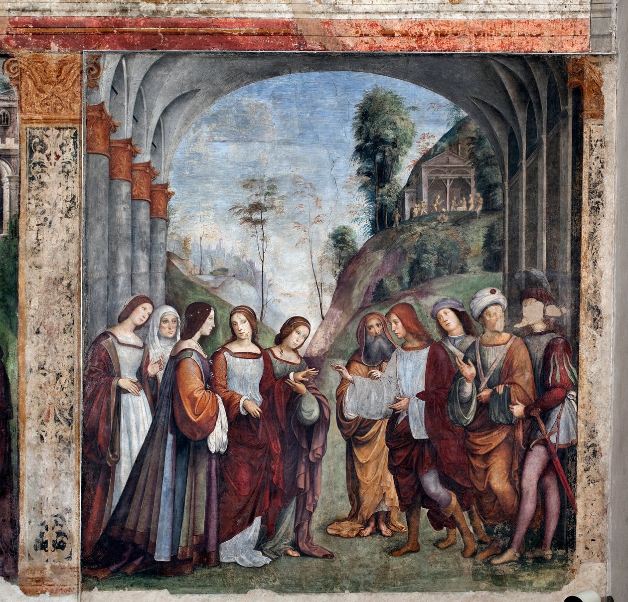 Szent Cecília élete: Szent Cecília és Valerian esküvője (freskó alkotó: Lorenzo Costa