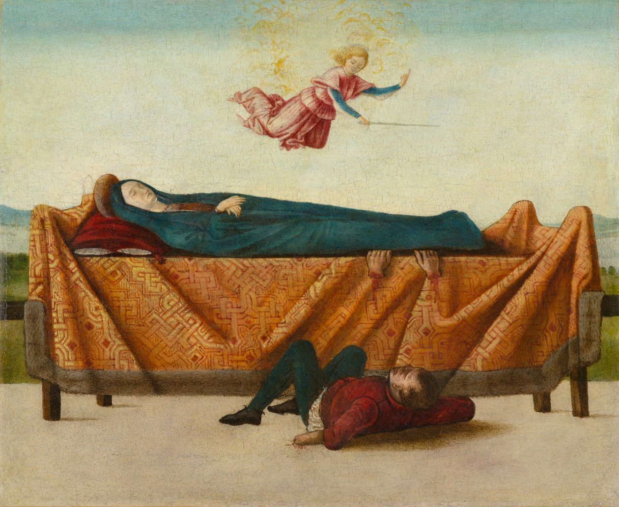 The Miracle of the Catafalque (B panel), 1500-1506 körül (tempera a panelen) alkotó: Lorenzo Costa