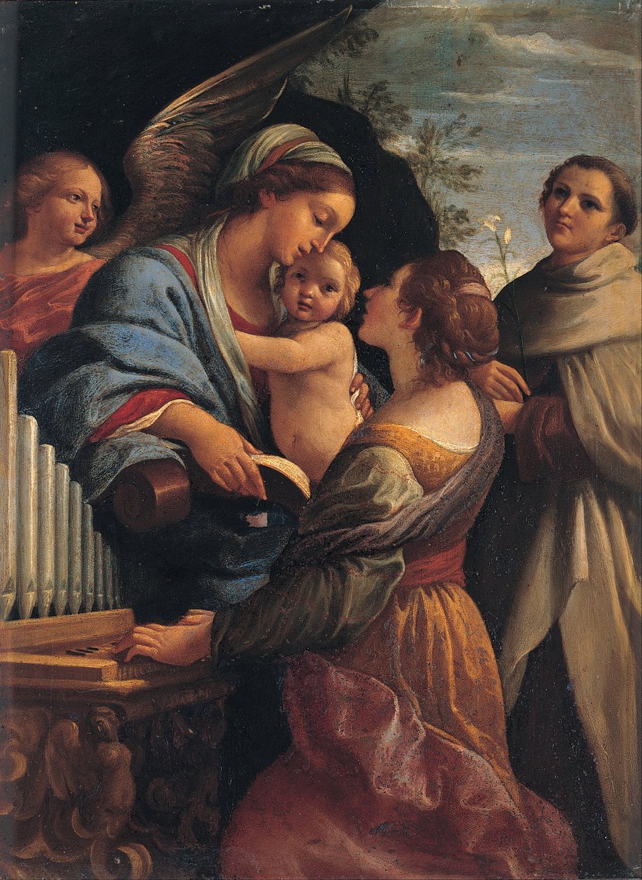 Olasz: Madonna a gyermekkel és Szent Cecília és Szent Albert Madonna a gyermekkel, Szent Cecília és Szent Albert alkotó: Lorenzo Garbieri