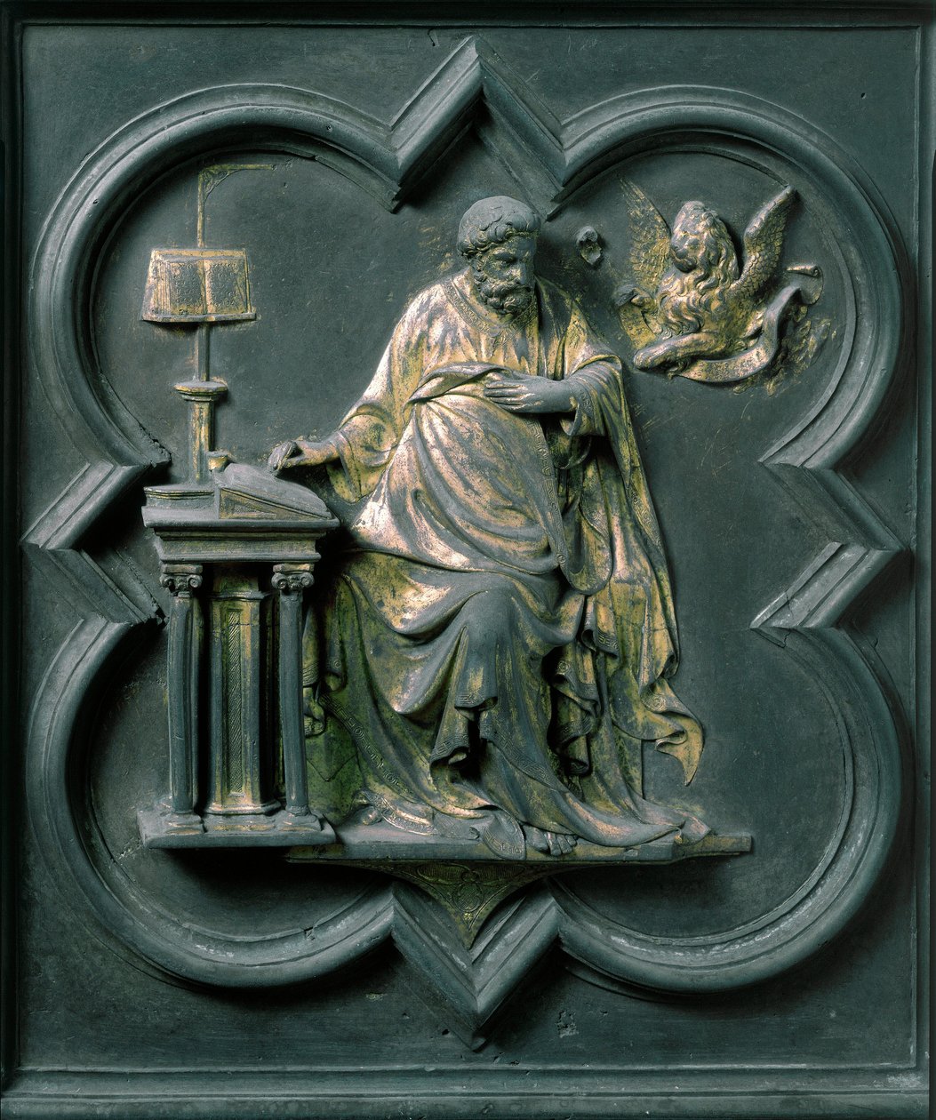 North Porte (a Kereszt kapuja, északon), külső részlet: Szent Márk. Lorenzo Ghiberti (1378-1455) bronzszobra alkotó: Lorenzo Ghiberti