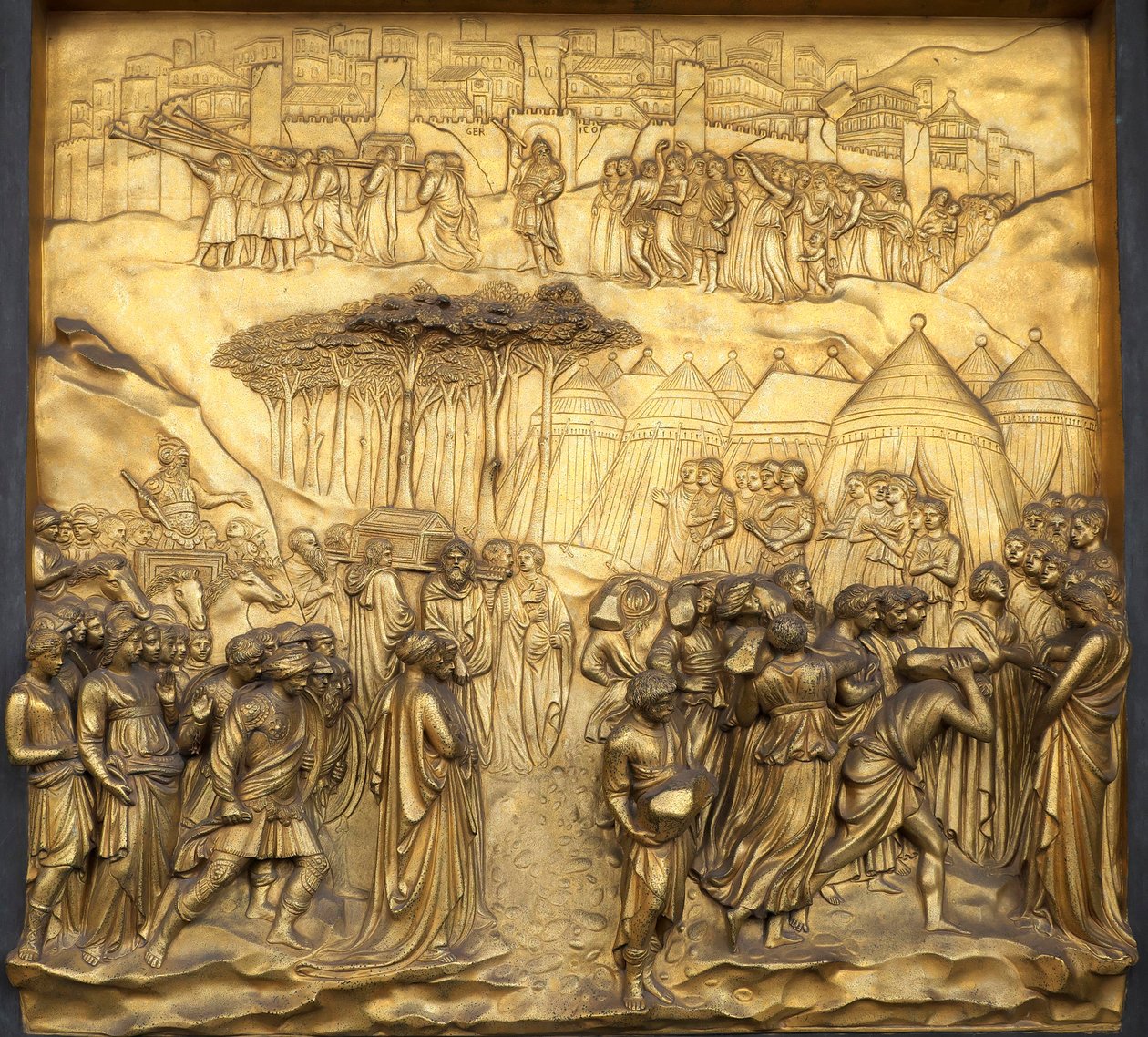 Relief Jerikó bukása, a San Giovanni keresztelőkápolna paradicsomi kapuja,..., 2015 (fotó) alkotó: Lorenzo Ghiberti