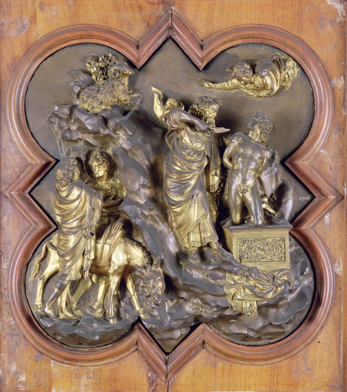 Izsák feláldozása, bronz versenydombormű a Baptistry Doors számára, Firenze, 1401 (bronz) alkotó: Lorenzo Ghiberti