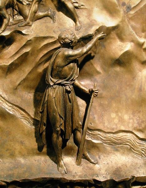 Káin és Ábel története, Káin részlete, eredeti panel a Keresztelőkápolna keleti ajtajából alkotó: Lorenzo Ghiberti