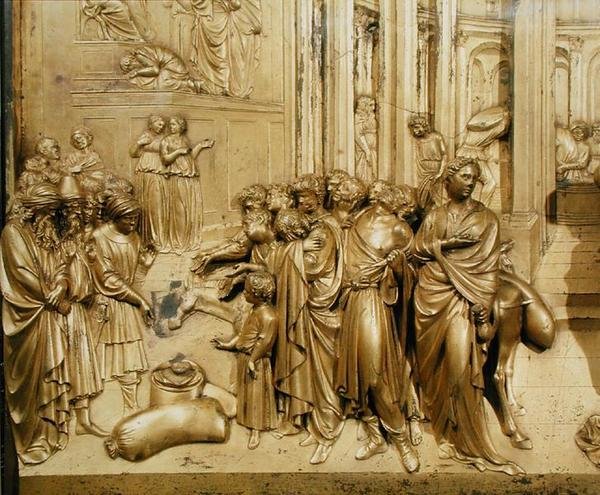 József története, az ezüstpohár megtalálásának részlete, a keresztelőkápolna keleti ajtaja eredeti paneljéről alkotó: Lorenzo Ghiberti