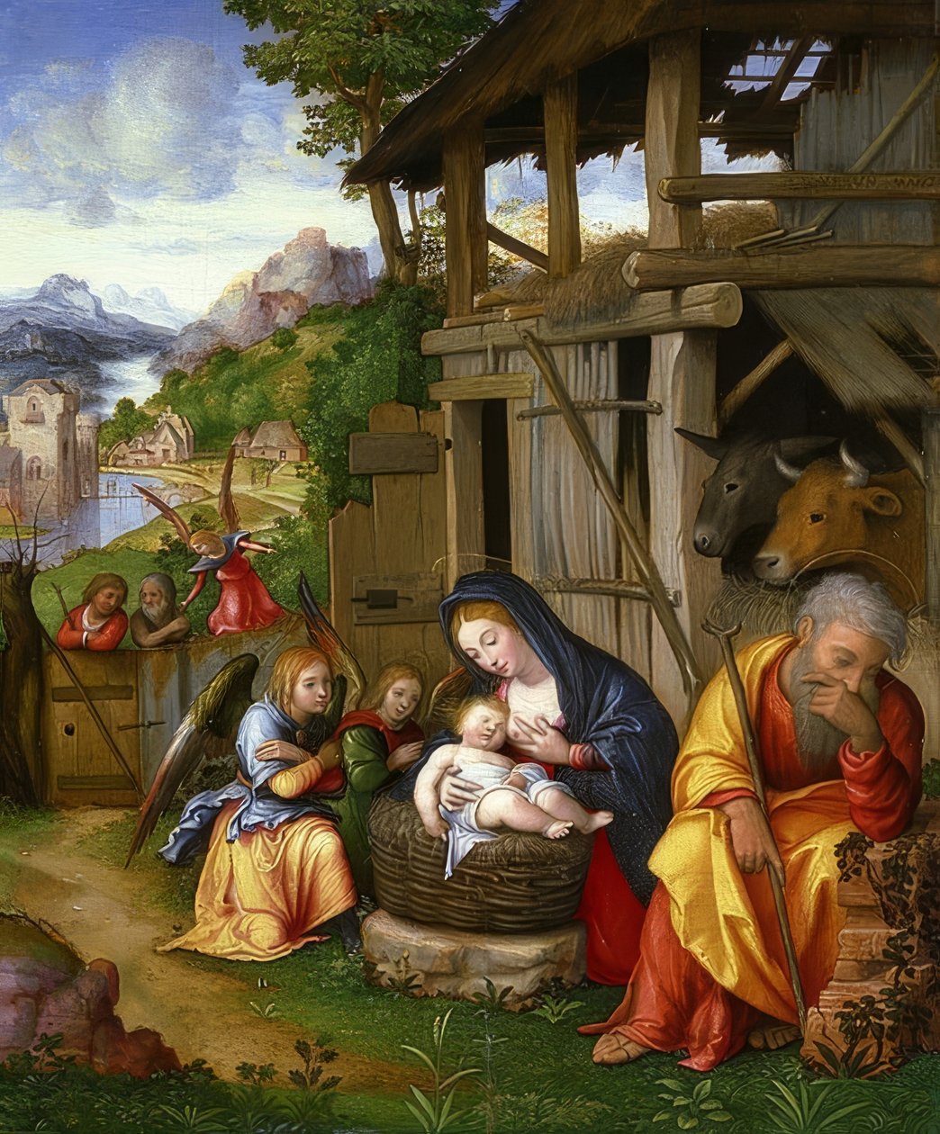 Krisztus születése. 1515 körül alkotó: Lorenzo Leonbruno