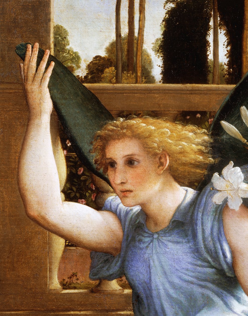 Angyal bejelentése, részlet az Angyali üdvözletből, 1434 körül, Lorenzo Lotto (1480-1556), olaj, vászon alkotó: Lorenzo Lotto