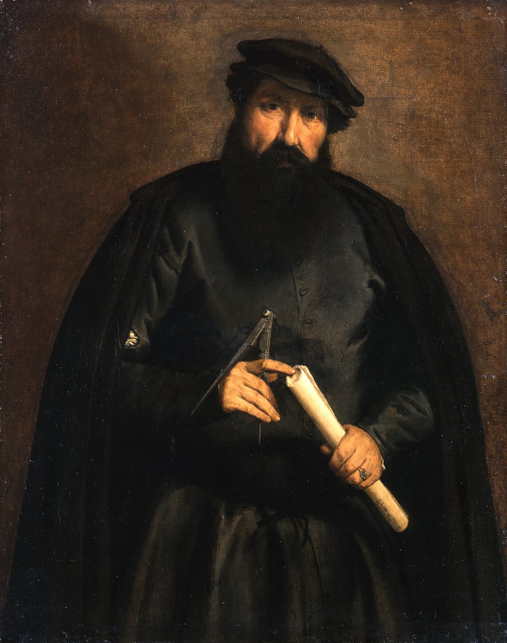 Férfi portréja körzővel és papírtekerccsel alkotó: Lorenzo Lotto