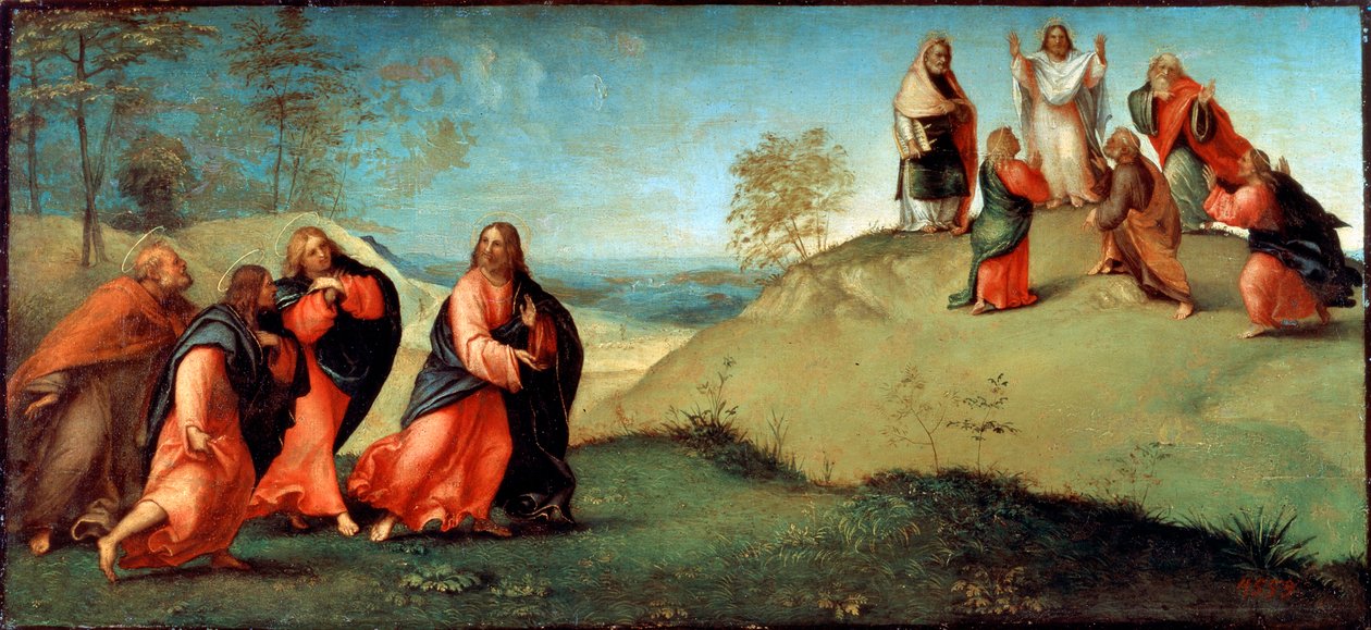 Krisztus az apostolokat a Tábor hegyre vezeti, 1512. alkotó: Lorenzo Lotto