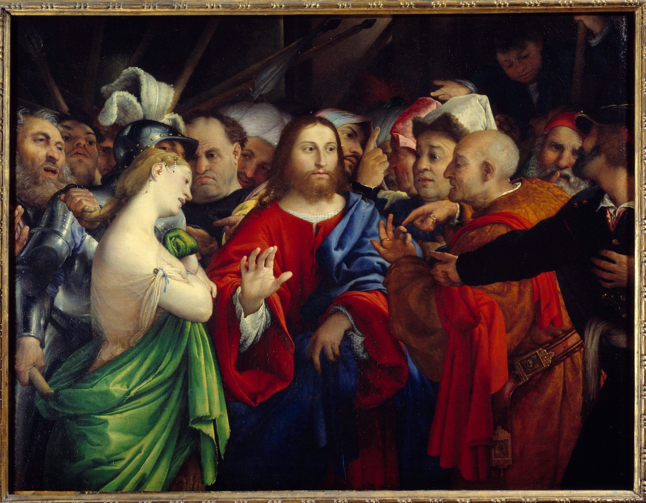Krisztus és a házasságtörő asszony. Lorenzo Lotto festménye (1480-1556) alkotó: Lorenzo Lotto