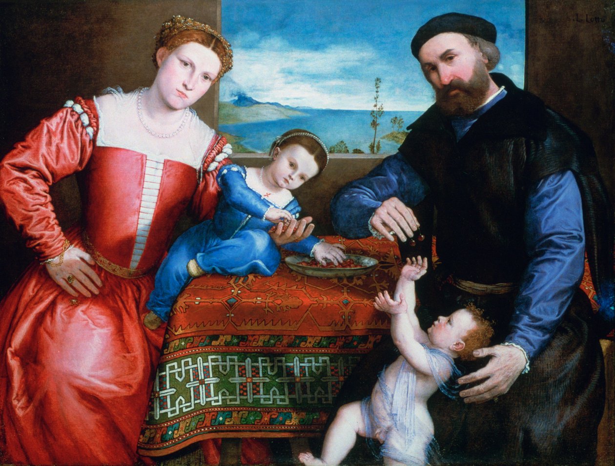 „Giovanni della Volta feleségével és gyermekeivel”, 1547 alkotó: Lorenzo Lotto