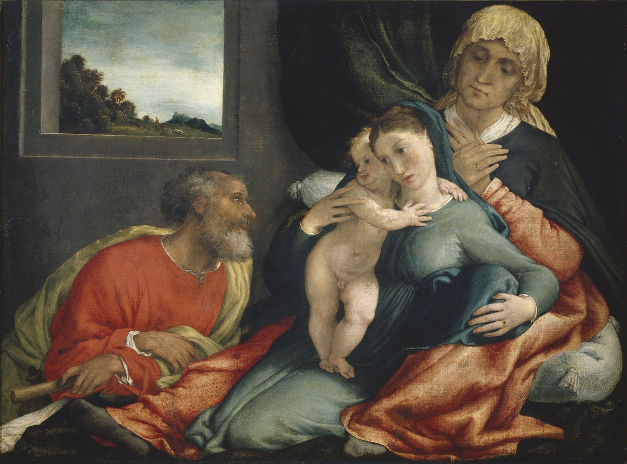 Szent Család Szent Annával és Joachimmal, 1535? alkotó: Lorenzo Lotto