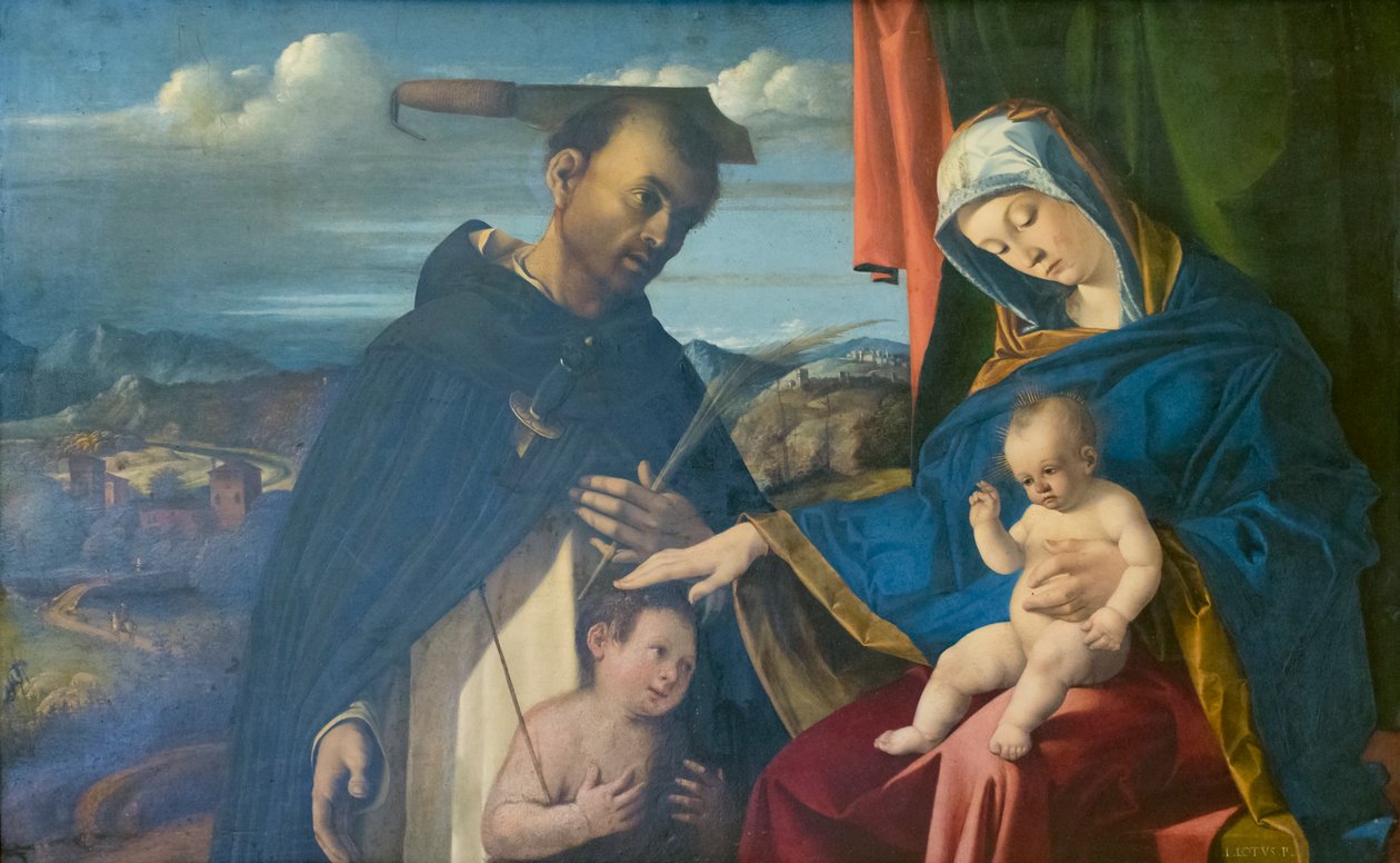 Madonna és gyermeke Szent Péter vértanúval alkotó: Lorenzo Lotto