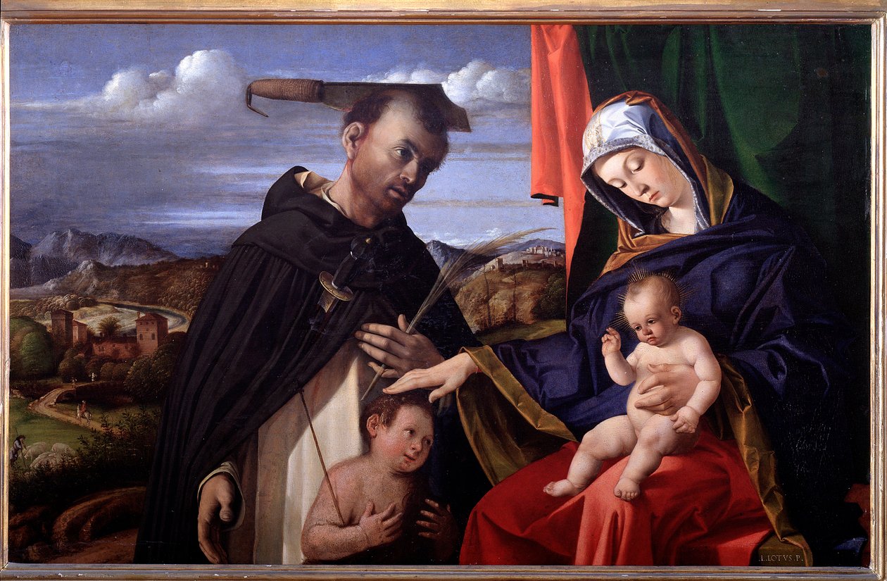 Madonna és gyermeke Veronai Szent Péterrel alkotó: Lorenzo Lotto