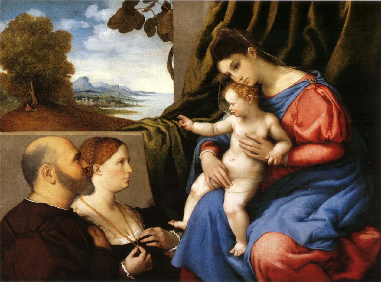 Madonna és gyermeke két adományozóval alkotó: Lorenzo Lotto