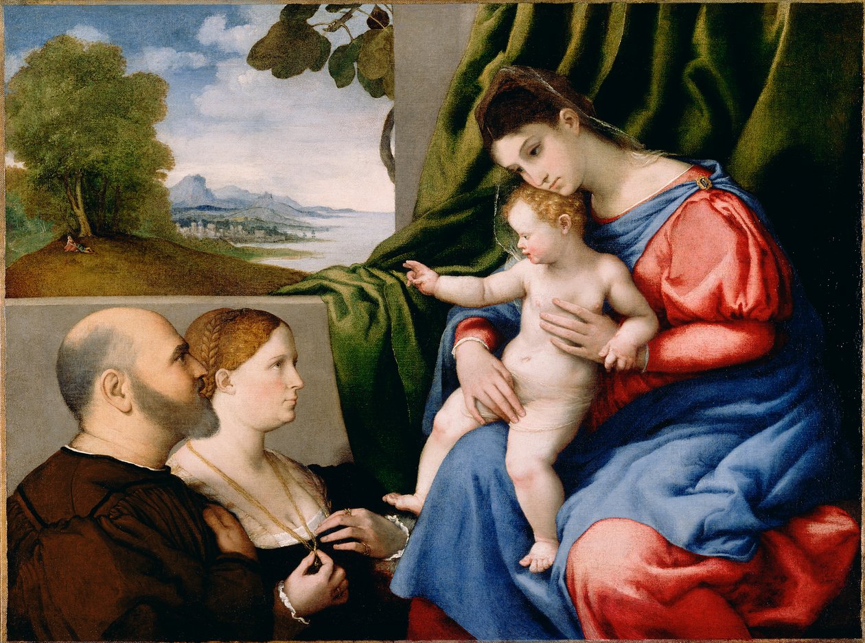Madonna és gyermeke két adományozóval alkotó: Lorenzo Lotto