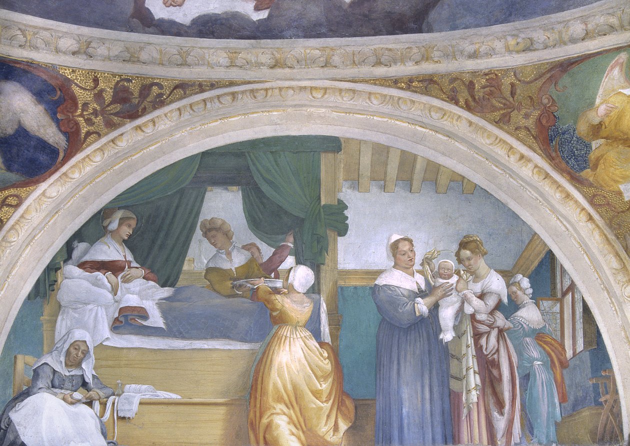 Szűz születése, lunette a Lotto-kápolnából, 1525 alkotó: Lorenzo Lotto