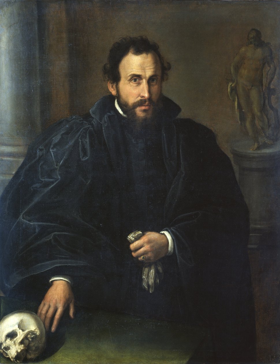 Koponyás férfi portréja, 1545 körül alkotó: Lorenzo Lotto
