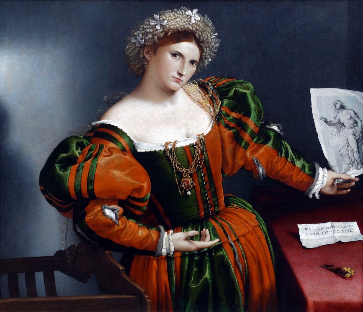 Lucretia ihlette női portré, Lorenzo Lotto alkotó: Lorenzo Lotto