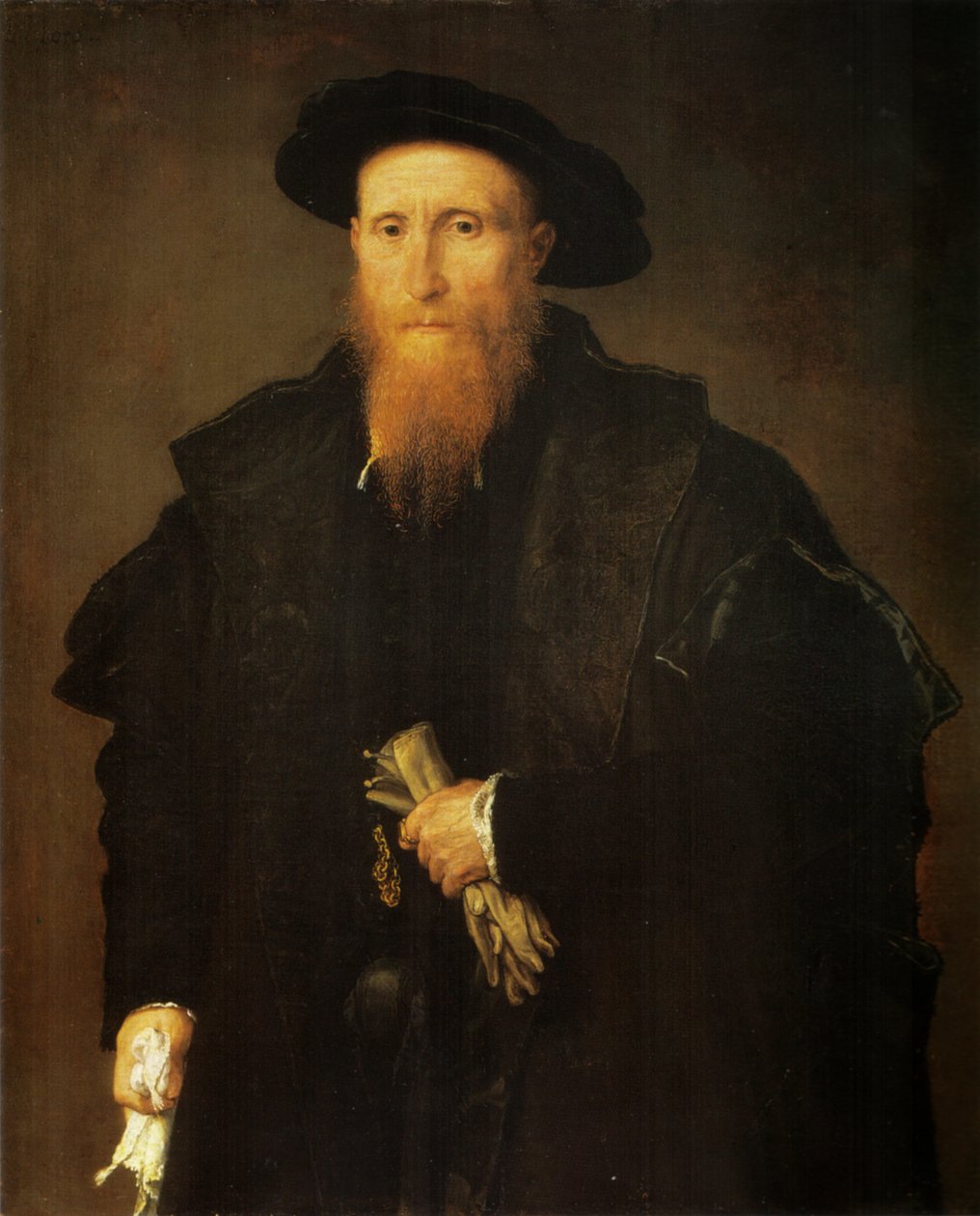 Egy öregember portréja kesztyűben alkotó: Lorenzo Lotto