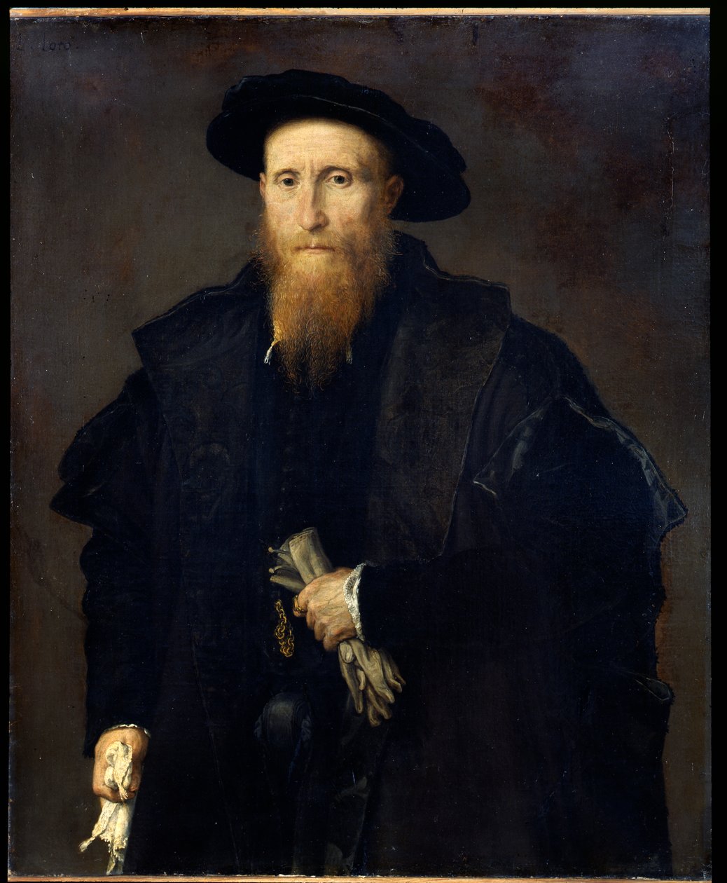 Idős, kesztyűs úriember portréja (Liberale da Pinedel?) alkotó: Lorenzo Lotto