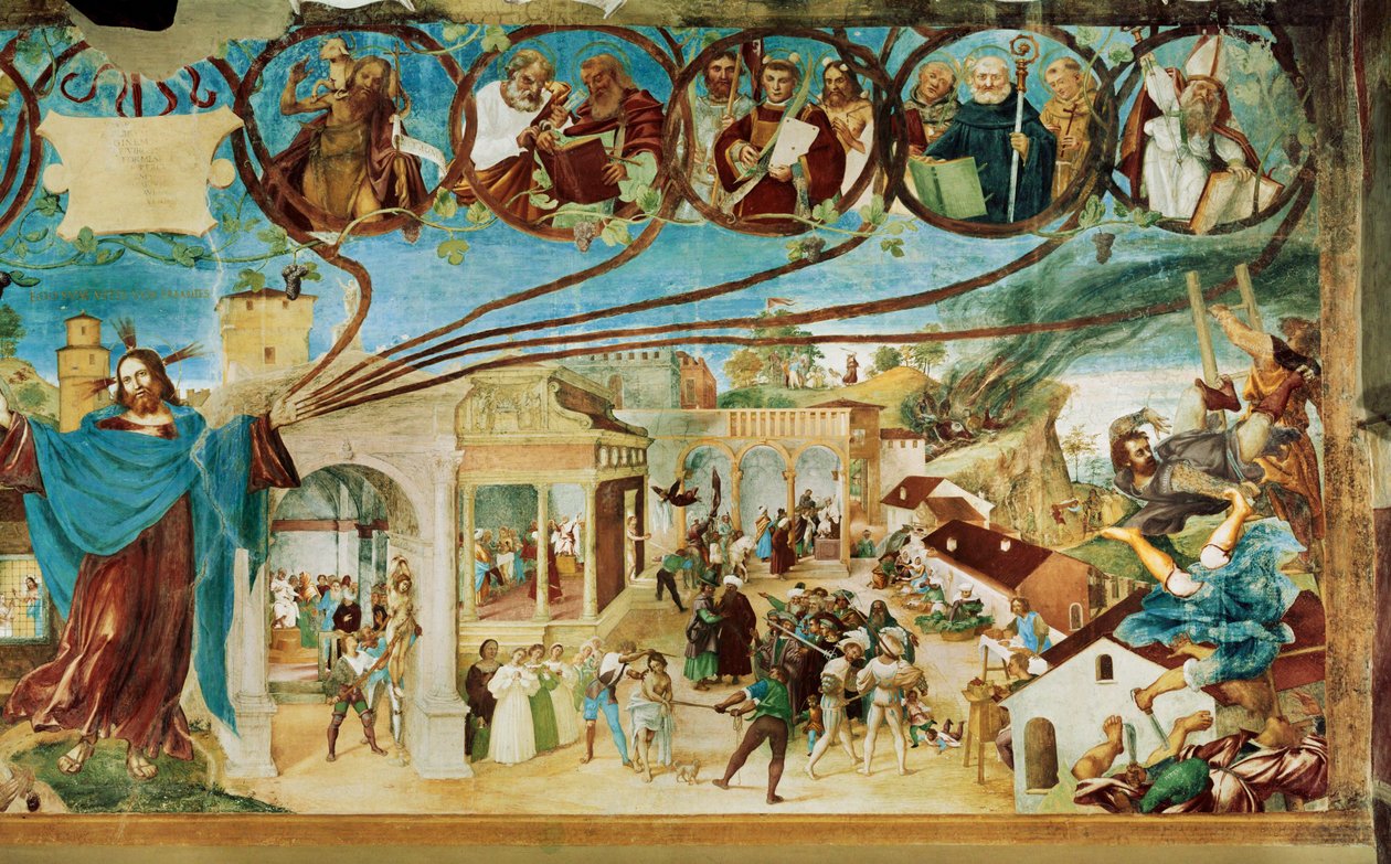 A Capella Suardi jobb oldala, Santa Barbara templom ... (falfestmény) alkotó: Lorenzo Lotto