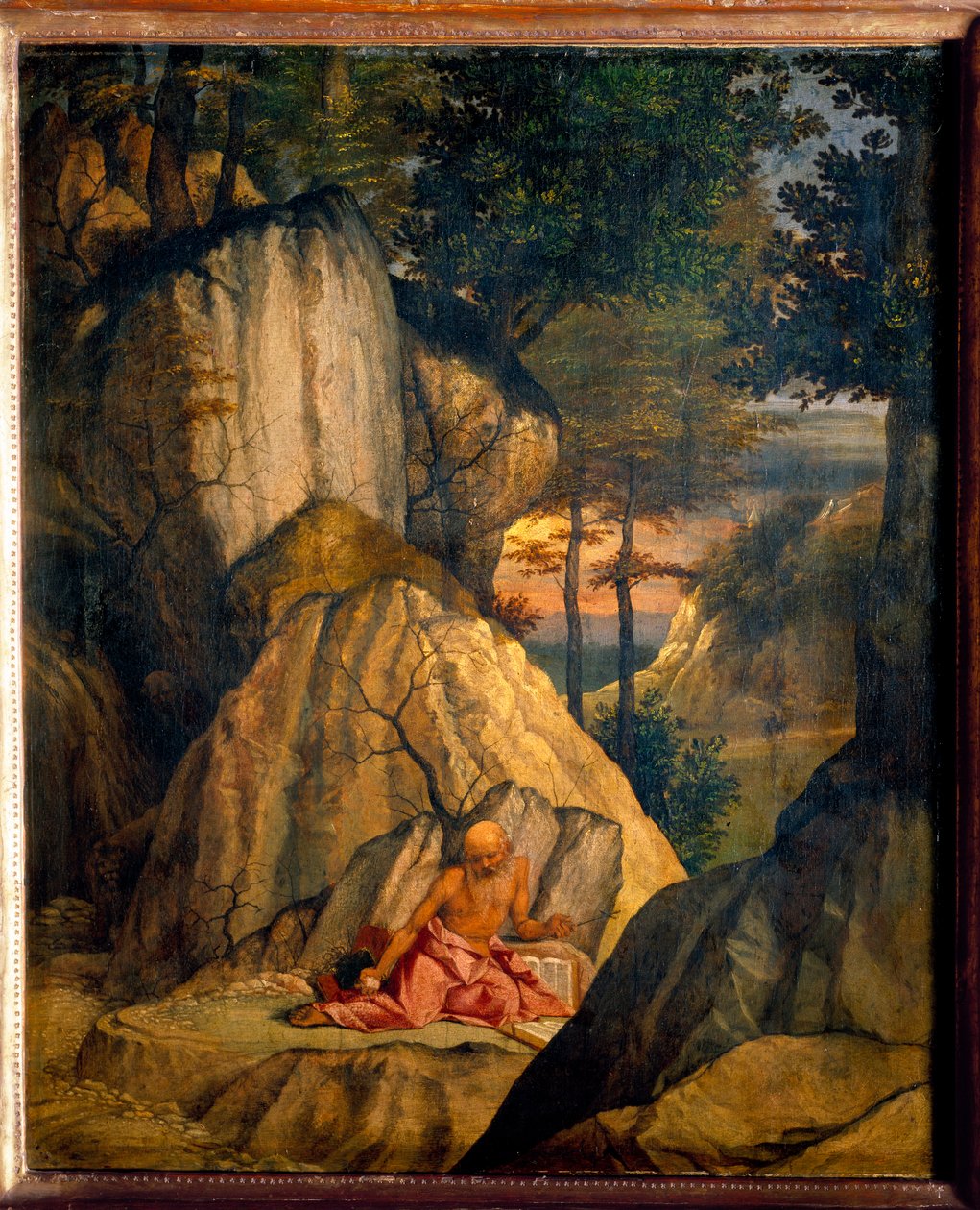 Szent Jeromos meditál a sivatagban. Lorenzo Lotto festménye (1480 - 1556) Ec. Ital. alkotó: Lorenzo Lotto