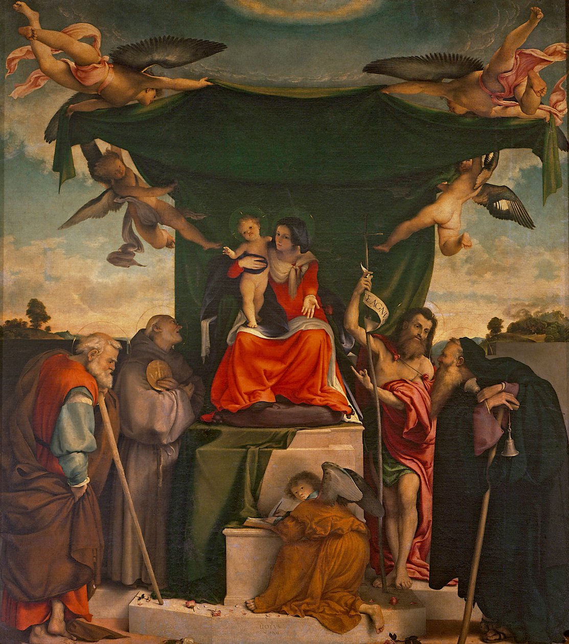 San Bernardino oltárkép, Lorenzo Lotto (kb. 1480-1556), olaj, vászon, 300x275 cm San Bernardino Pignolo templom, Bergamo alkotó: Lorenzo Lotto