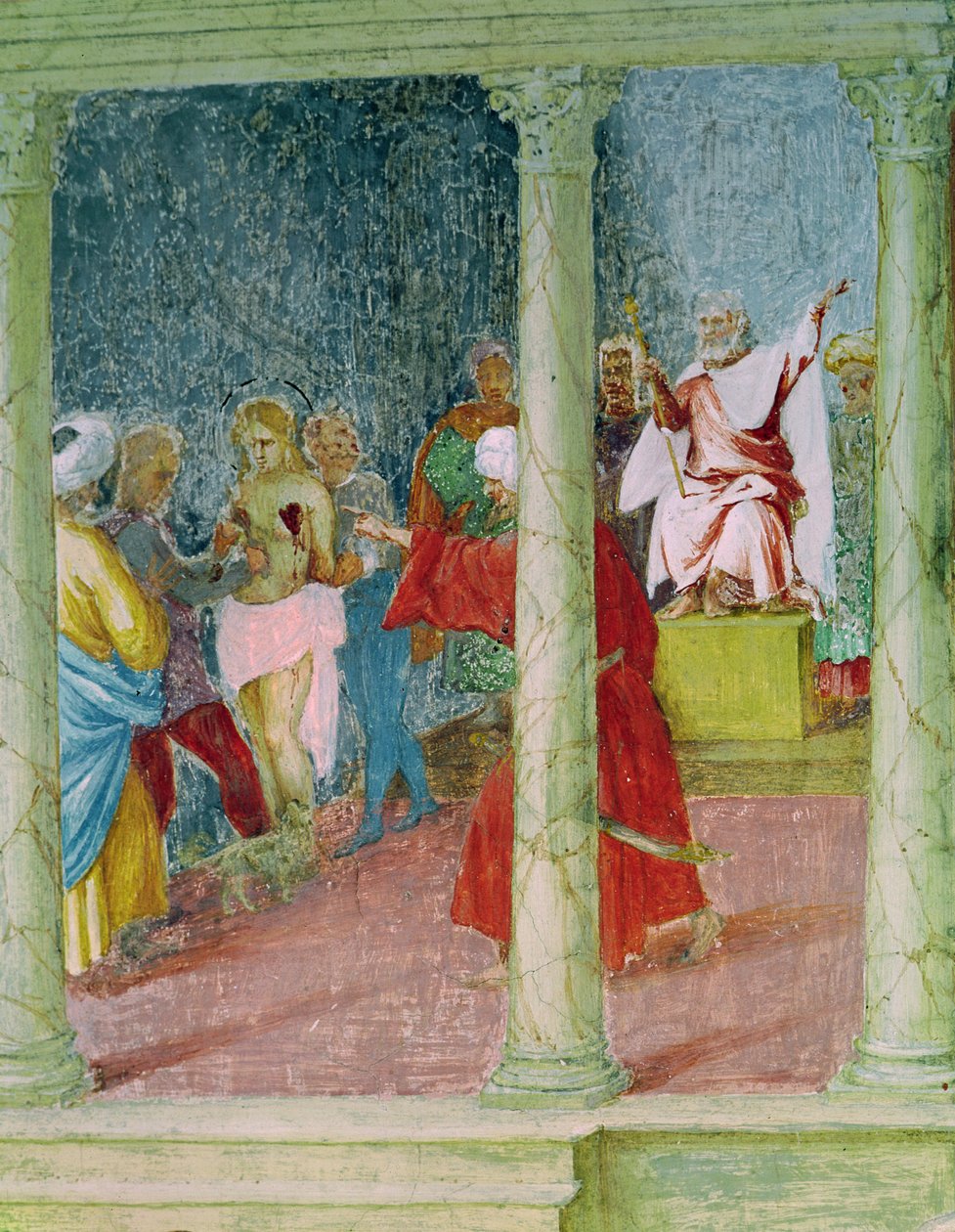 Jelenetek Szent Borbála életéből, részlet Szent Borbála bíró előtt, 1523-24 alkotó: Lorenzo Lotto