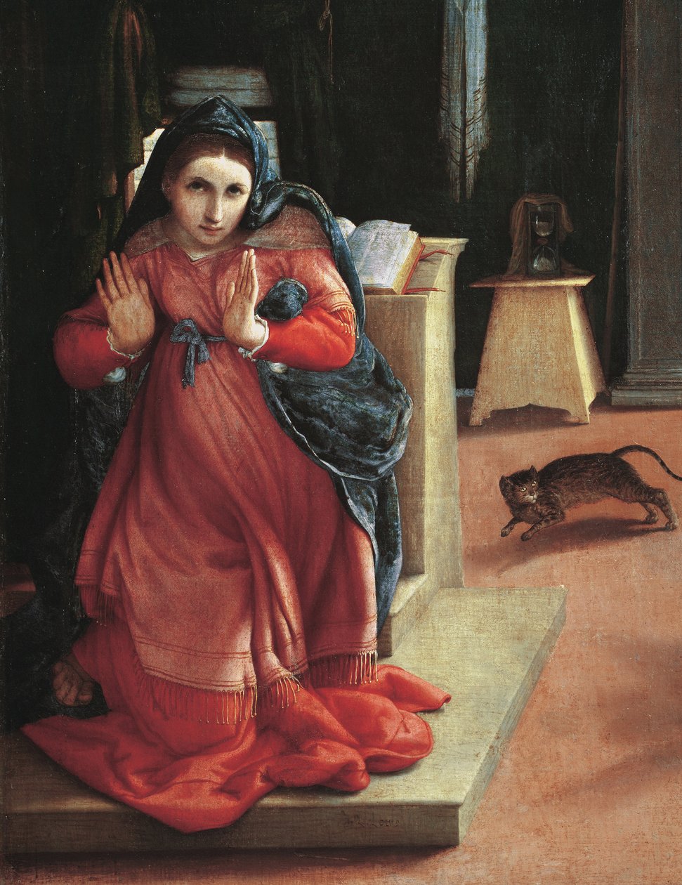 Az Angyali üdvözlet” Részlet a Szűz festményéről, Lorenzo Lotto (1480-1556) 1535 Pinacoteca Civica, Recanati, Olaszország alkotó: Lorenzo Lotto