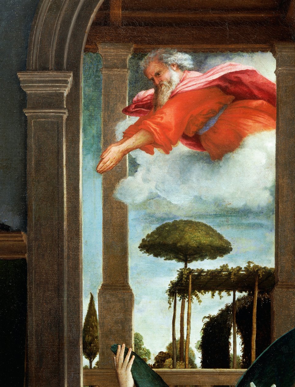 Az Örök Atya, részlet az Angyali üdvözletből, 1434 körül, Lorenzo Lotto (1480-1556), olaj, vászon alkotó: Lorenzo Lotto
