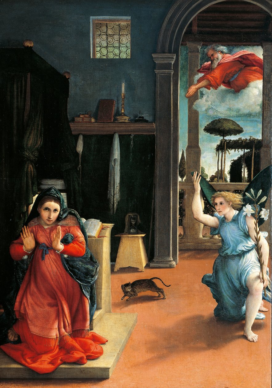 A Recanati Angyali üdvözlet, 1532 körül, Lorenzo Lotto (1480 kb-1556), olaj, vászon alkotó: Lorenzo Lotto