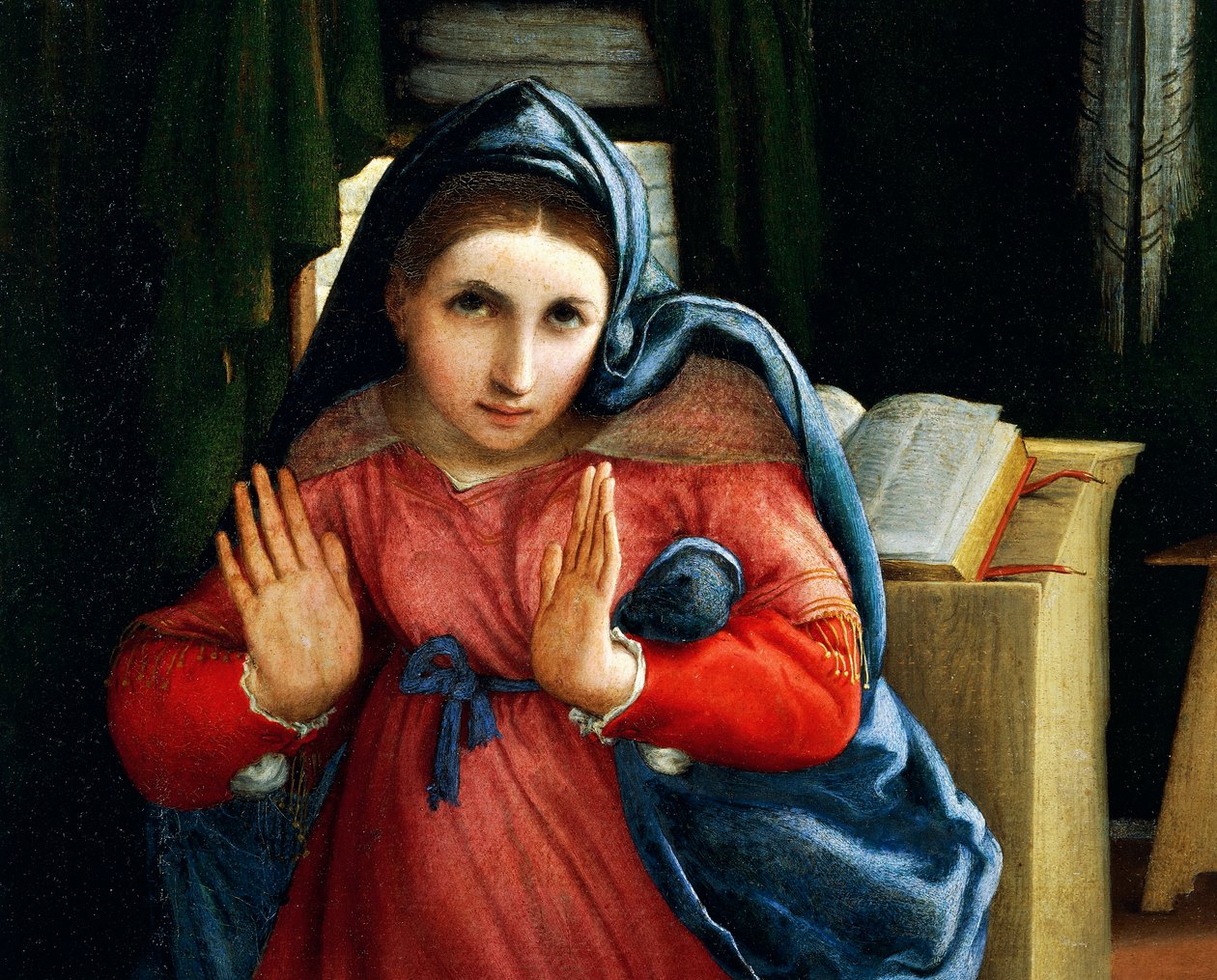 A Szűz bejelentette, részlet az Angyali üdvözletből, 1434 körül, Lorenzo Lotto (1480-1556), olaj, vászon alkotó: Lorenzo Lotto