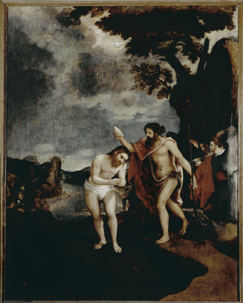 Krisztus megkeresztelkedése (1551-1555, olaj, vászon) alkotó: Lorenzo Lotto